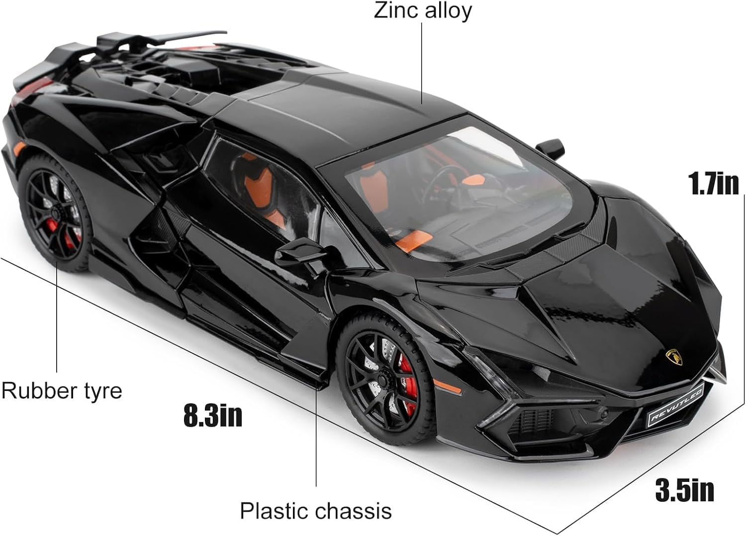 Aetron 1:24 Scale Luxury Sports Car – Revuelto Inspired (Red & Black)