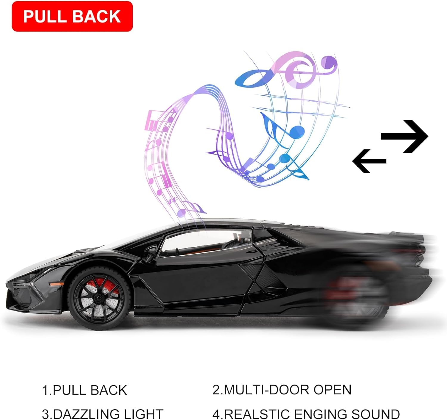 Aetron 1:24 Scale Luxury Sports Car – Revuelto Inspired (Red & Black)