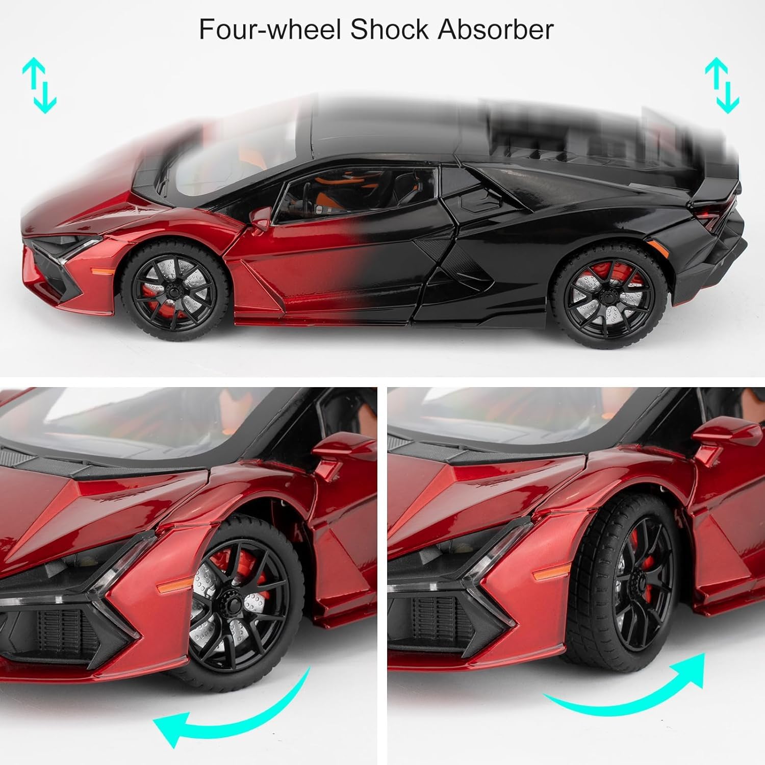 Aetron 1:24 Scale Luxury Sports Car – Revuelto Inspired (Red & Black)