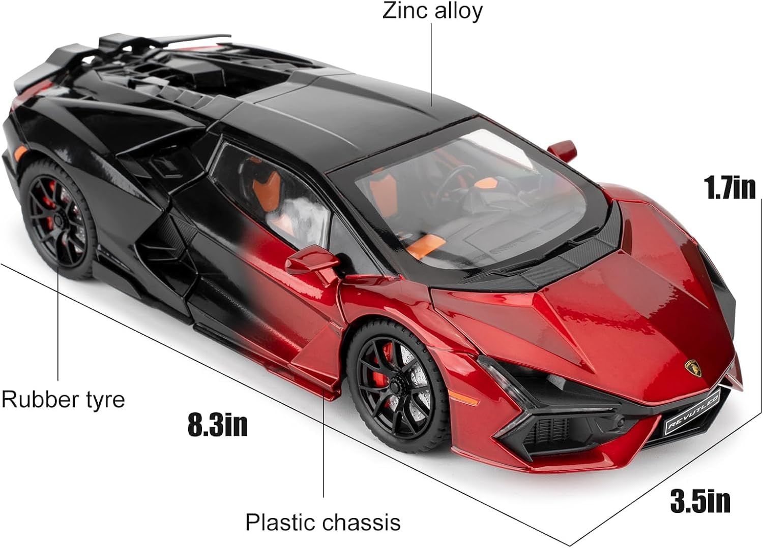 Aetron 1:24 Scale Luxury Sports Car – Revuelto Inspired (Red & Black)